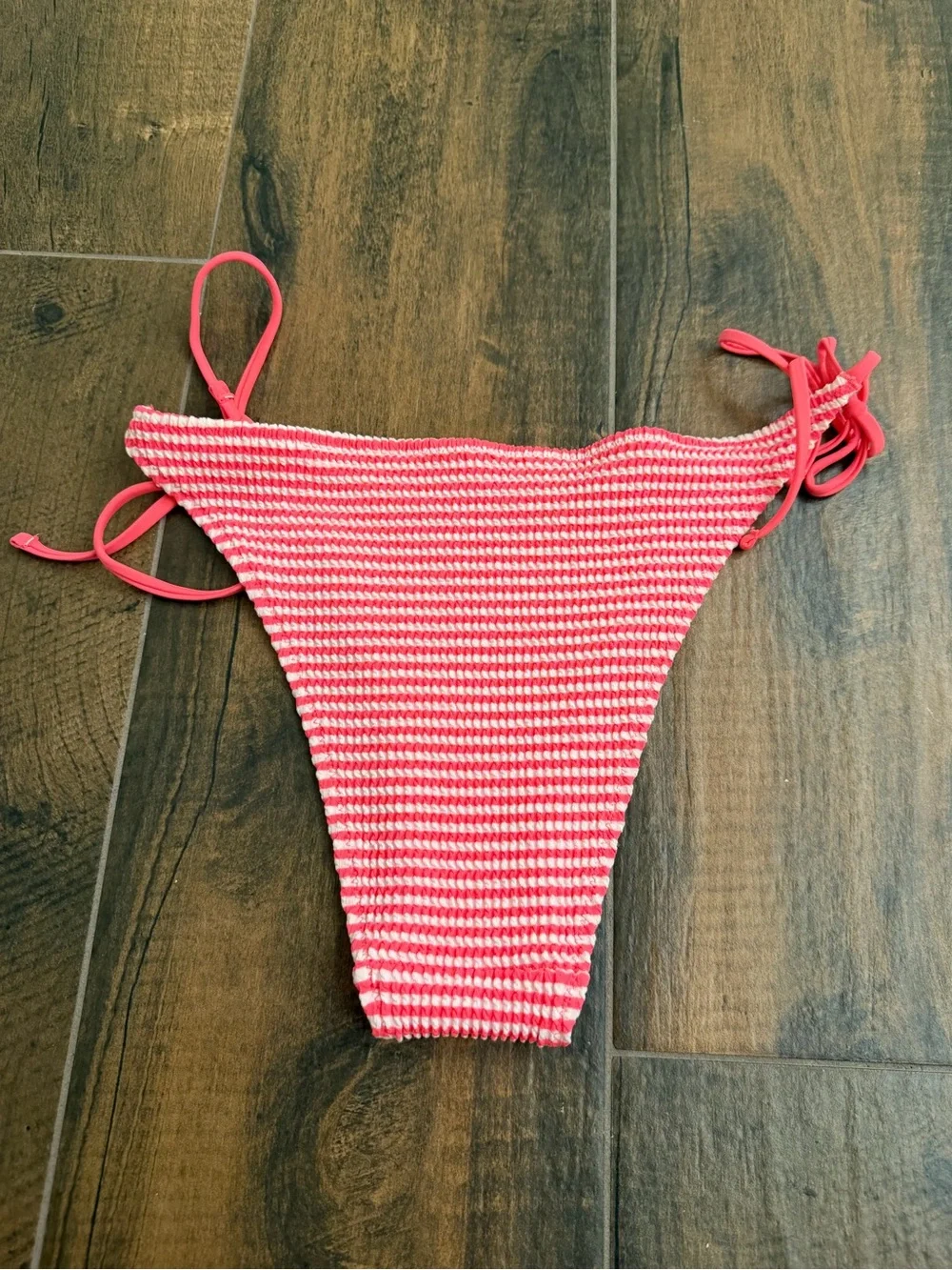 Aerie Pink and White Striped Tie-Side Bikini Bottom